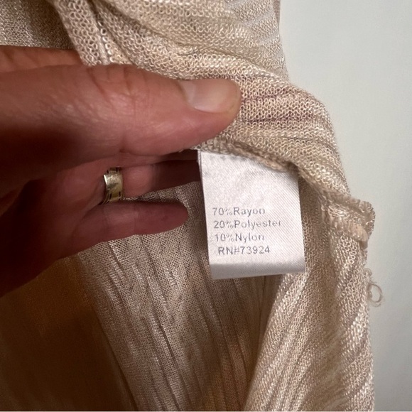 Ming Wang | Relaxed Fit Cream Rayon Blend Knit Cardigan - Picture 4 of 4